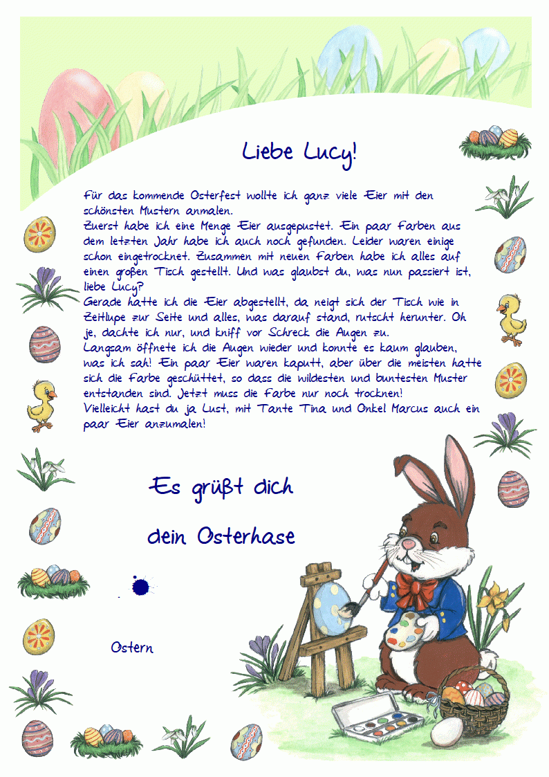 Ein Brief vom Osterhasen Text 2